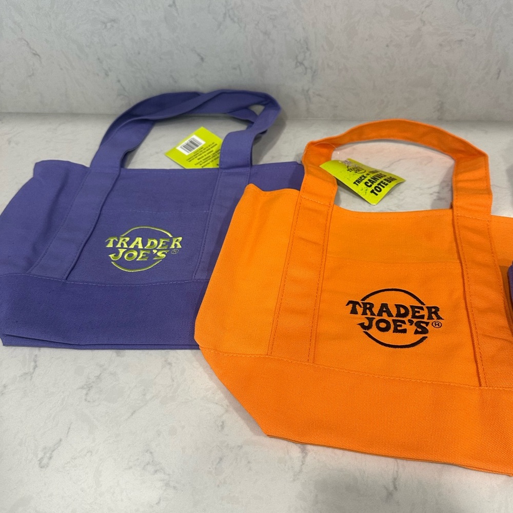 Trader Joe's Purple and Orange Tote Bags